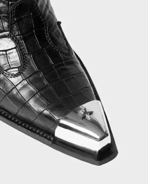 Czarne kowbojki Simple Croco