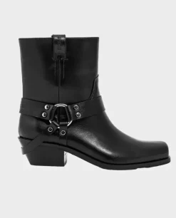Czarne kowbojki w stylu biker