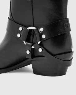 Czarne kowbojki w stylu biker