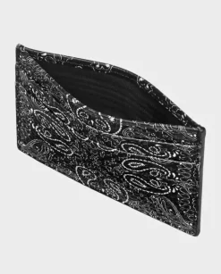 Czarne skórzane etui na karty Paisley