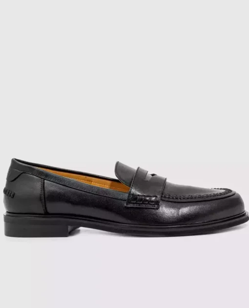 Czarne skórzane loafersy