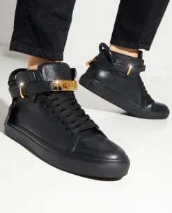 Czarne skórzane sneakersy 100MM