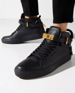 Czarne skórzane sneakersy 100MM