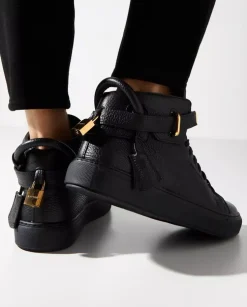 Czarne skórzane sneakersy 100MM