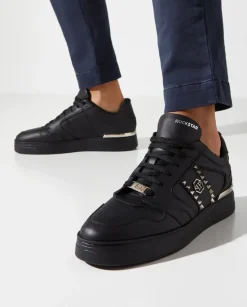 Czarne skórzane sneakersy Lo-Top Studs