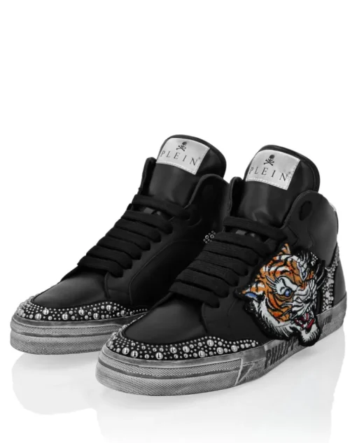 Czarne sneakersy z wysoką cholewką
