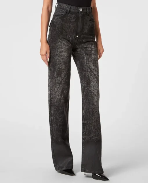 Czarne spodnie jeansowe z logo Palace Fit