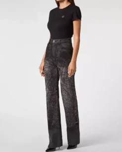 Czarne spodnie jeansowe z logo Palace Fit