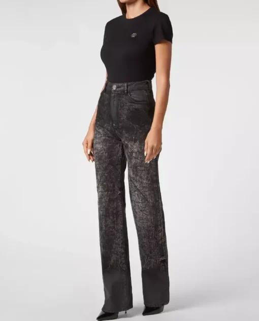Czarne spodnie jeansowe z logo Palace Fit