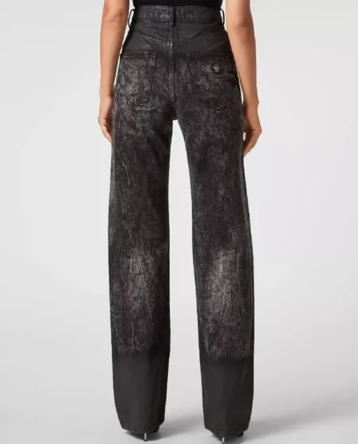 Czarne spodnie jeansowe z logo Palace Fit