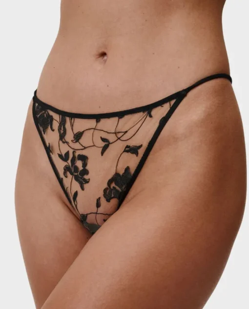 Czarne stringi Flora