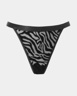 Czarne stringi z welurowym printem Clothilde
