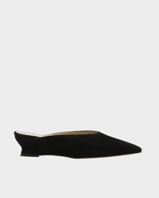 Czarne zamszowe mule