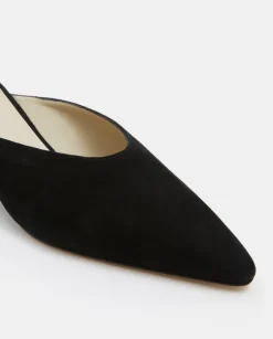 Czarne zamszowe mule