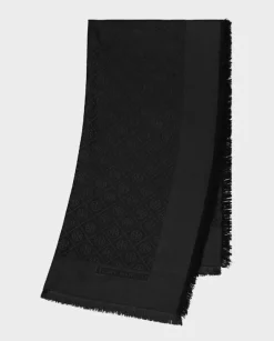 Czarny żakardowy szal z monogramem