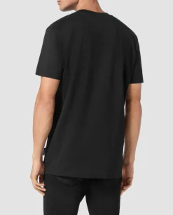 Czarny bawełniany t-shirt z naszywkami