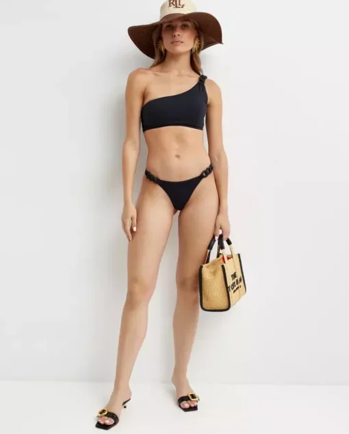 Czarny dół od bikini z łańcuszkami