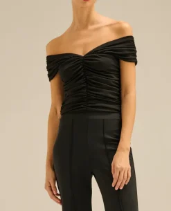 Czarny drapowany top Lena