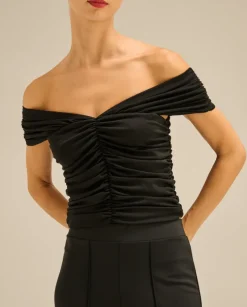 Czarny drapowany top Lena
