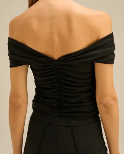 Czarny drapowany top Lena
