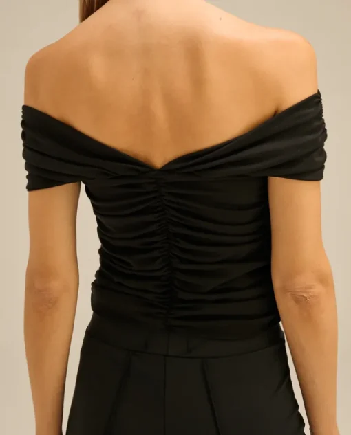 Czarny drapowany top Lena