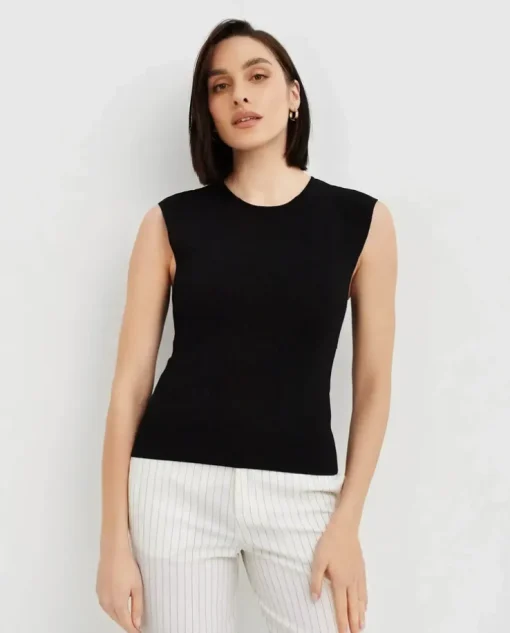 Czarny dzianinowy top