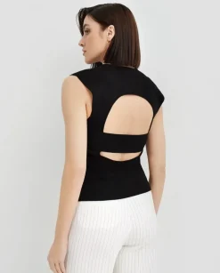 Czarny dzianinowy top