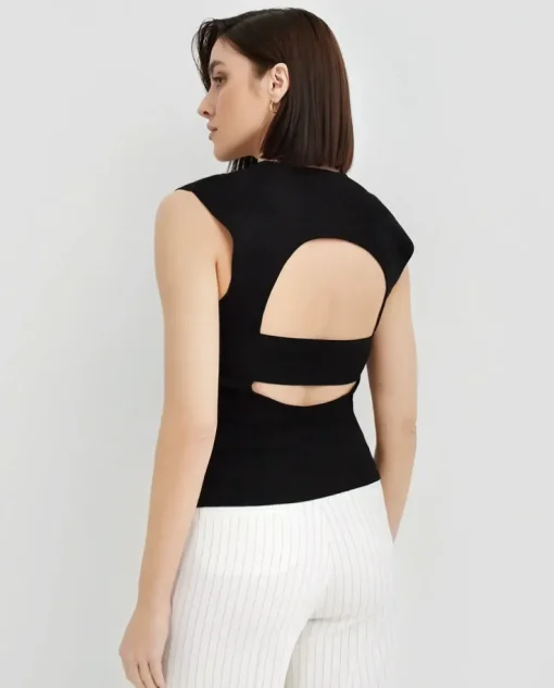 Czarny dzianinowy top