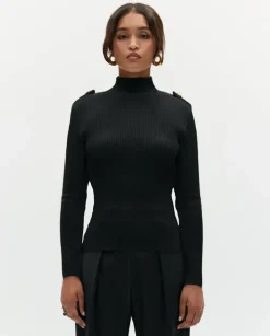 Czarny golf z wełny merino