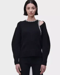 Czarny sweter ze zdobieniami Monroe