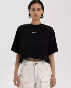 Czarny t-shirt Brunch Crop