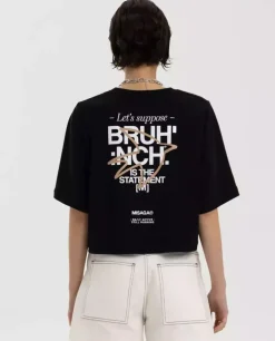 Czarny t-shirt Brunch Crop