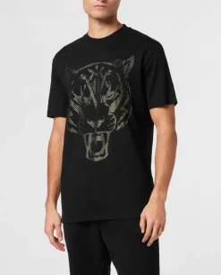 Czarny T-shirt z aplikacją