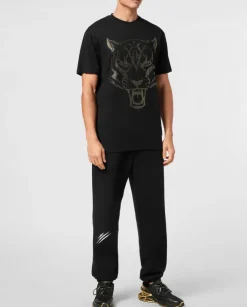 Czarny T-shirt z aplikacją