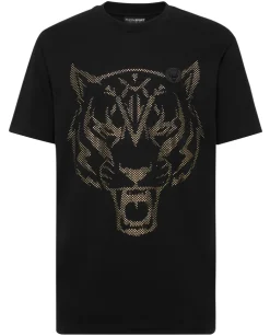 Czarny T-shirt z aplikacją