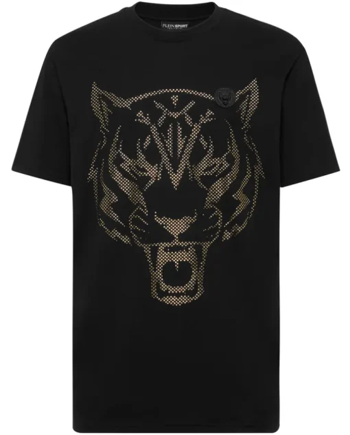 Czarny T-shirt z aplikacją