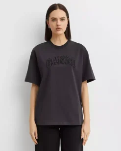 Czarny t-shirt z grubej bawełny z logo