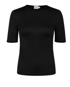 Czarny t-shirt z jedwabiu Lisen