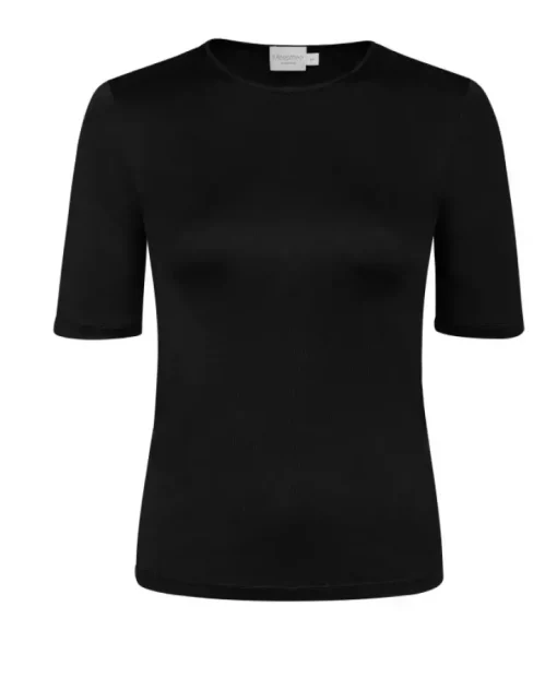 Czarny t-shirt z jedwabiu Lisen