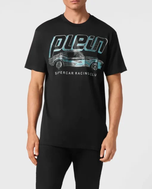 Czarny t-shirt z kryształami Cars Racing