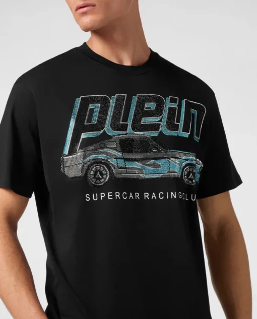 Czarny t-shirt z kryształami Cars Racing
