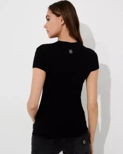Czarny t-shirt z kryształową czaszką