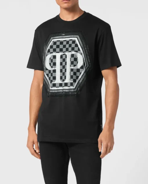 Czarny t-shirt z logo Hexagon