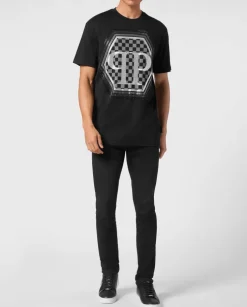 Czarny t-shirt z logo Hexagon