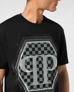 Czarny t-shirt z logo Hexagon