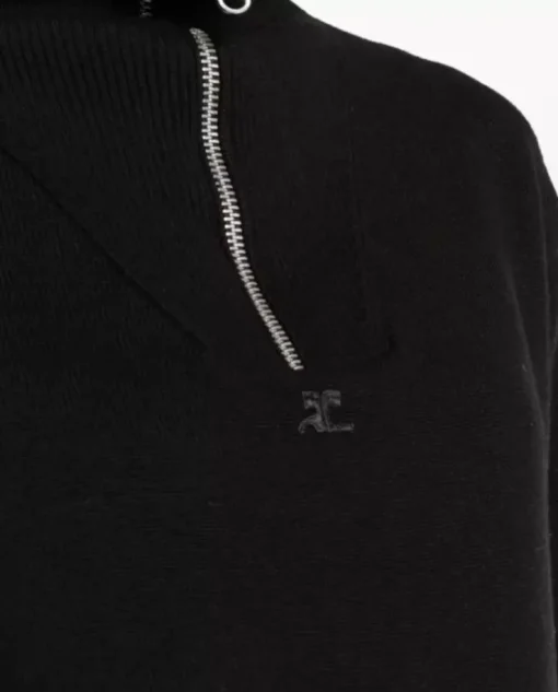 Czarny wełniany sweter z logo