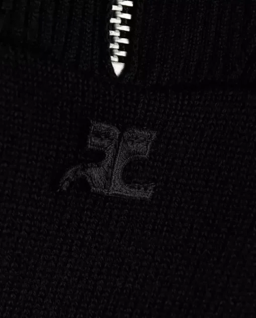Czarny wełniany sweter z logo