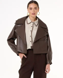 Czekoladowa ramoneska oversize Josepha