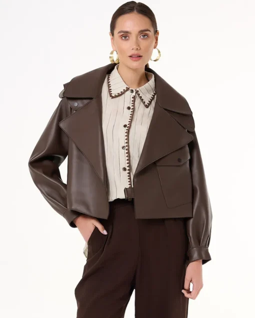Czekoladowa ramoneska oversize Josepha