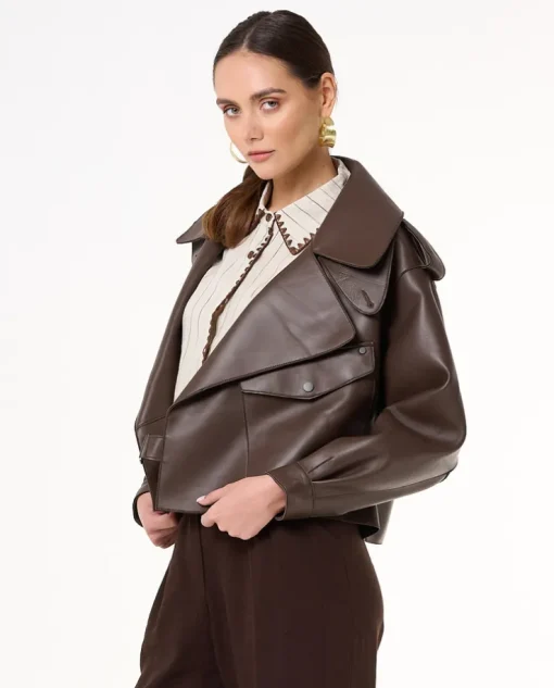 Czekoladowa ramoneska oversize Josepha